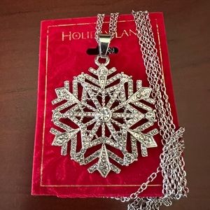 Holiday Lane Silver-Tone Crystal Snowflake 36 Inches Pendant Necklace